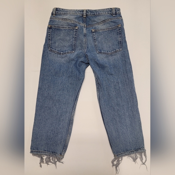 ASOS 26/26 Destroyed Distressed Cropped Capri Jeans Button Fly - Picture 2 of 4